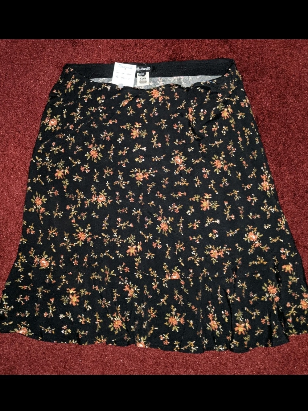 Madewell Skirt Size 2 Women’s Black Floral New With Tags